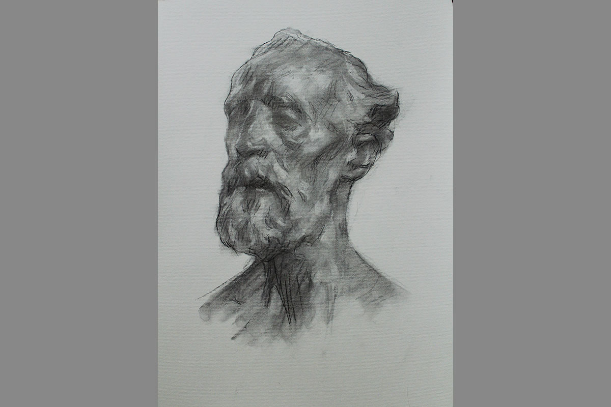 Desenho em carvão a partir da obra Jules Dalou de Rodin