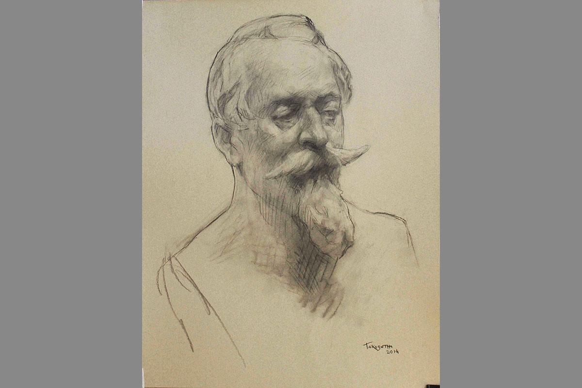 Desenho em carvão a partir da obra Napoleao III de Carpeaux