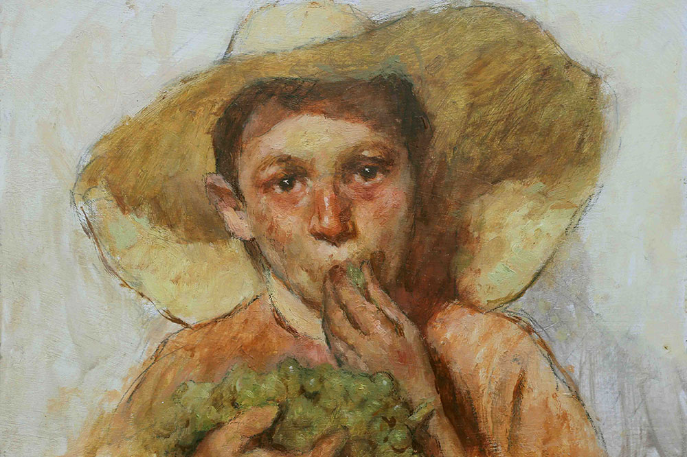 Estudo a óleo a partir da obra Niño Comiendo Uvas, de Joaquin Sorolla