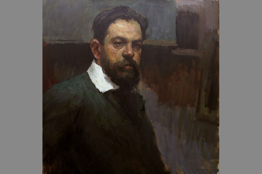 Estudo a óleo a partir do autorretrato de Joaquin Sorolla